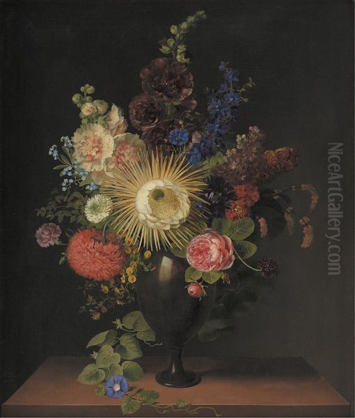 A Cactus Grandiflora and Other Flowers in a Porphyry Vase - view 1