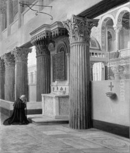 Interior of S Lorenzo fuori le mura by Constantin Hansen