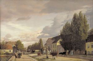 View of a Street in Osterbro outside Copenhagen. Morning Light by Christen Kobke
