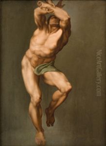Male Figure. After Michelangelo's "Last Judgement" in the Sistine Chapel. by Nicolai Abildgaard