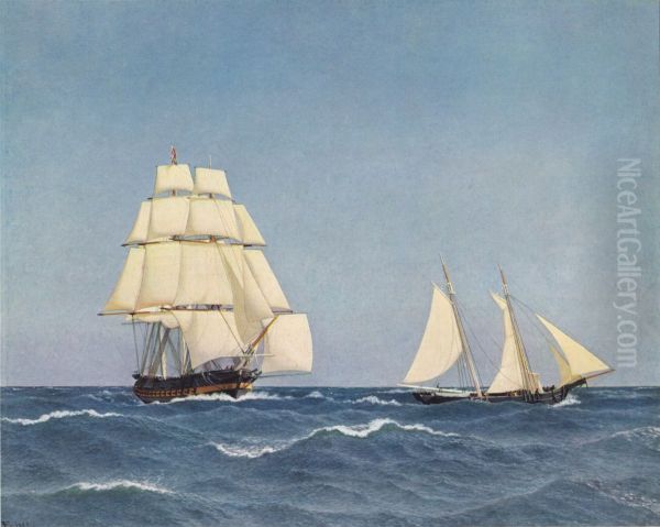 A Privateer Outsailing a Pursuing Frigate - view 1