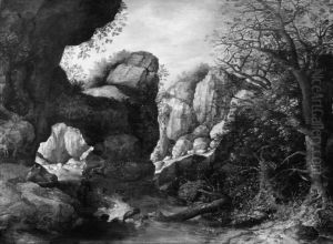 Rocky Landscape with a Goat Hunt by Pieter Stevens