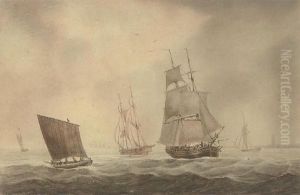 Trading Brigs And Other Shipping In The Channel by Joseph Cartwright