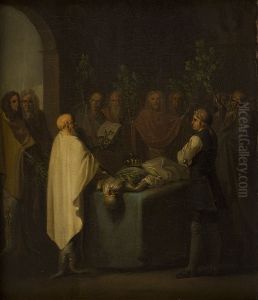Niels Klim Attends the Sentencing of the Deceased Potuan Prince. by Nicolai Abildgaard