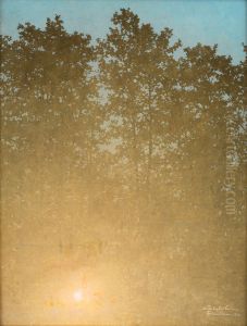 Solnedgang. Fontainebleau by Valdemar Schonheyder Moller