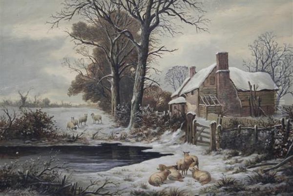 Winter, Farm Buildings, Near Hamstead, Staffs - view 1
