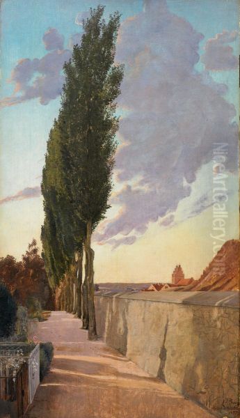 Landscape with poplar. September Evening - view 1