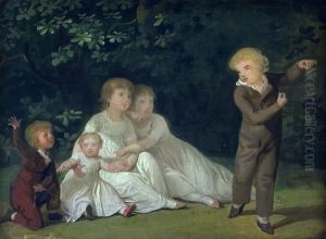 The Artist's Five Children in a garden. Study The Artist's Five Children in a garden. Study