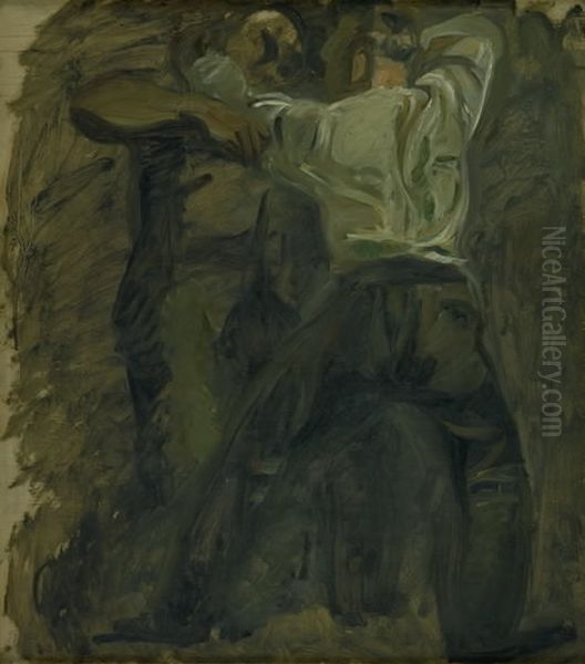 Two Men Fighting - view 1