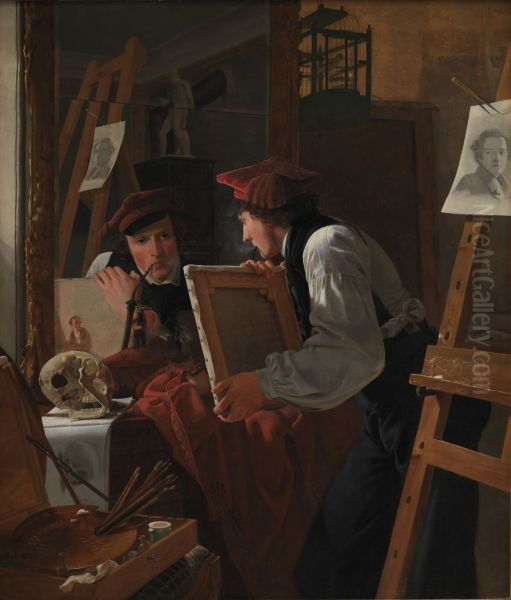 A Young Artist (Ditlev Blunck) Examining a Sketch in a Mirror - view 1