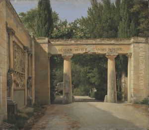 View of the Garden of the Villa Borghese in Rome by Christoffer Wilhelm Eckersberg