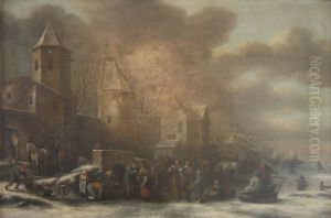 Et hollandsk vinterstykke by Nicolaes Molenaer