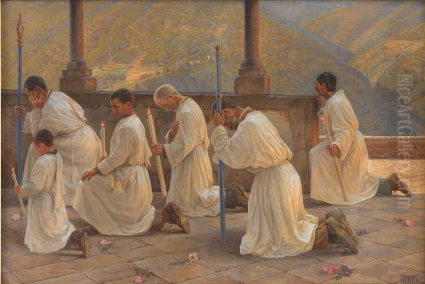 Praying for rain. A procession in the Apennines - view 1