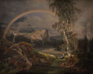 Norwegian Landscape with a Rainbow by Johan Wilhelm Ludwig Dahl