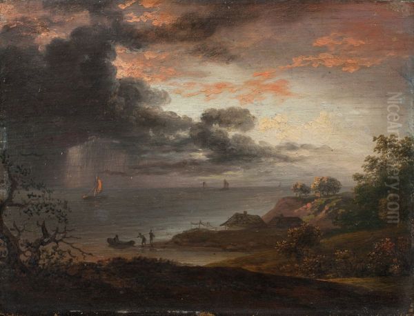 Heavy rain on sea - view 1