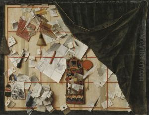 Trompe l'oeil med en brevvaeg med Christian V's proklamation