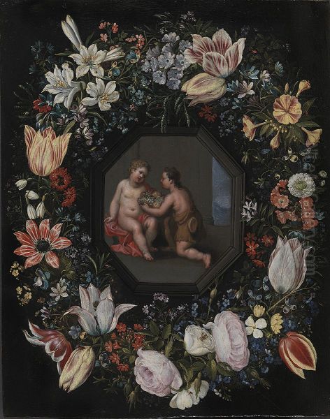 Blomsterkrans med Jesus og Johannes - view 1