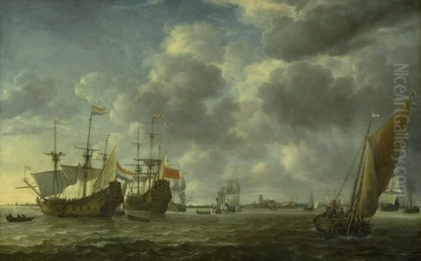 Ships in the River Maas off Rotterdam - view 1