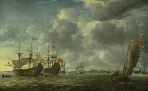 Skibe pa Maasfloden ud for Rotterdam