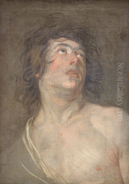 Study Head of a Young Man Looking Upwards. St Sebastian - view 1
