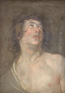 Study Head of a Young Man Looking Upwards. St Sebastian by Sir Anthony Van Dyck