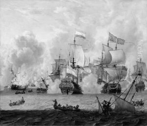 Encounter between the English and the Dutch Fleets at La Hogue 29th May 1692 by Abraham Storck