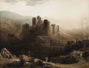 Moonlight - Chepstow Castle by John Martin