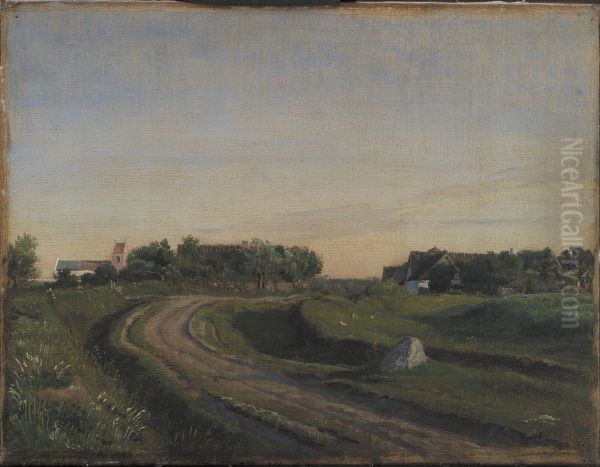 Vejby with the Church seen from the North. Evening Light. Zealand - view 1