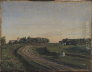 Vejby with the Church seen from the North. Evening Light. Zealand thumbnail