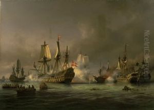 En episode af soslaget i Koge Bugt 1677 by Anton Melbye