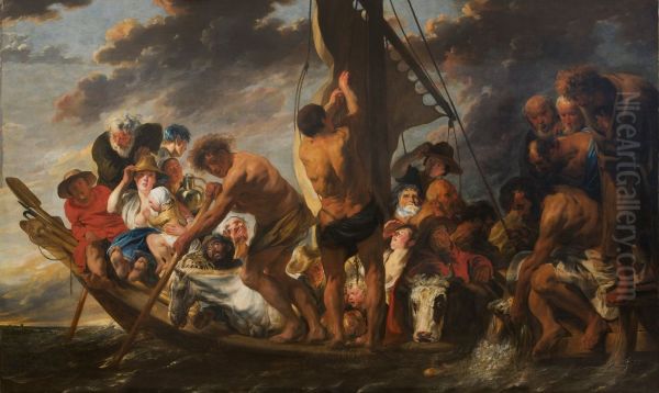 The Tribute Money. Peter Finding the Silver Coin in the Mouth of the Fish. Also called "The Ferry Boat to Antwerp" - view 1
