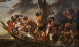 The Tribute Money. Peter Finding the Silver Coin in the Mouth of the Fish. Also called "The Ferry Boat to Antwerp" by Jacob Jordaens