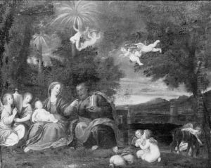 Hvilen pa flugten til Egypten by Francesco Albani