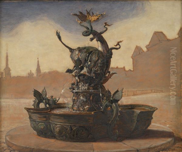 Sketch of the Dragon Fountain. - view 1
