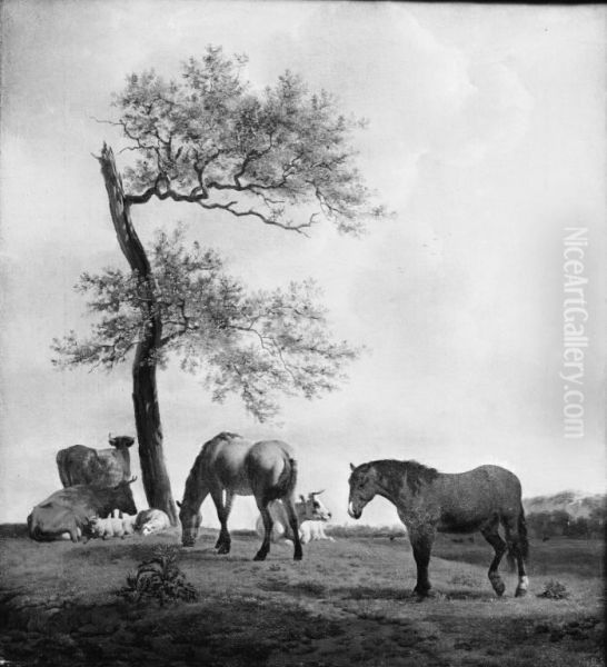 Pasture with Horses and Cattle - view 1