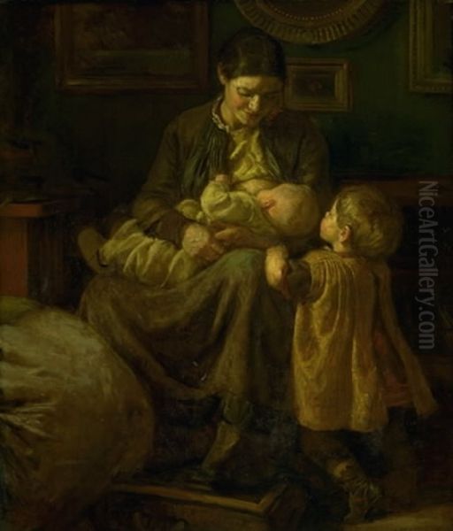 The artist's wife and two children. - view 1