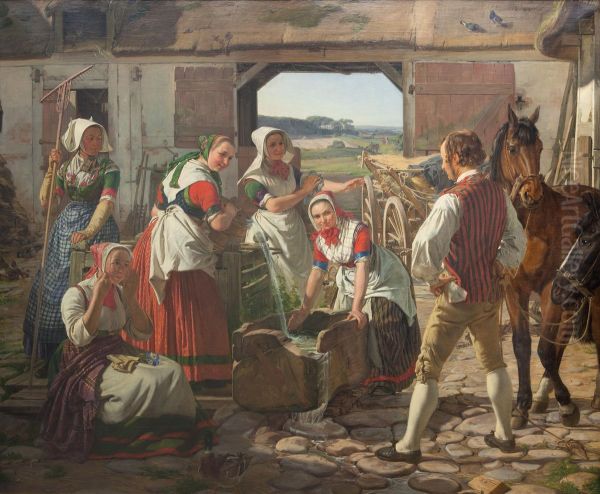 Sjaellandske hostpiger ved en brond - view 1