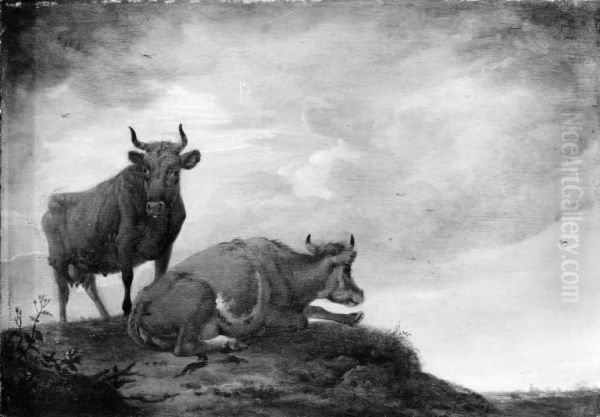 Two Cows on a Hill - view 1
