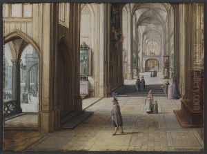 Interior of a Gothic Church Looking East by Hendrik van Steenwijk II