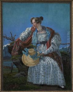 Young Woman Sitting in a Norwegian Landscape by Frederik Sodring