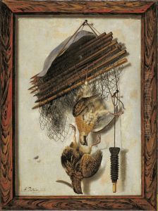 Dead Wildfowl and a Huntsman's Net. Trompe l'oeil by Jacob Biltius