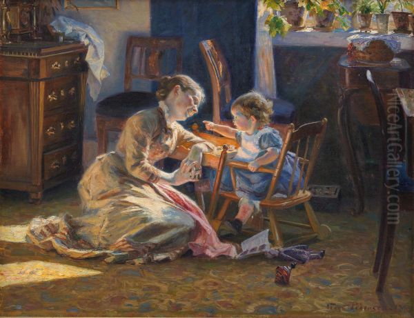 Sunshine in the Living Room. The Artist's Wife and Child - view 1