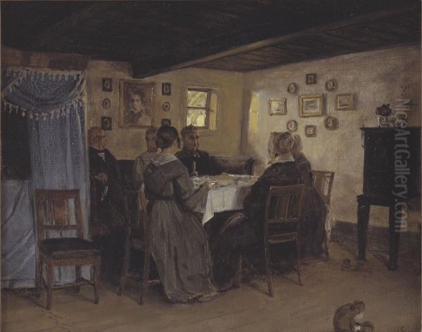 The Artist's Friends and Family Seated Round a Table. Vejby, North Zealand - view 1