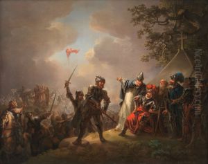 Dannebrogfalling from the sky during the Battle of Lyndanisse, June 15, 1219