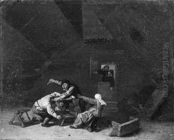 Two Peasants Fighting with Knives - view 1