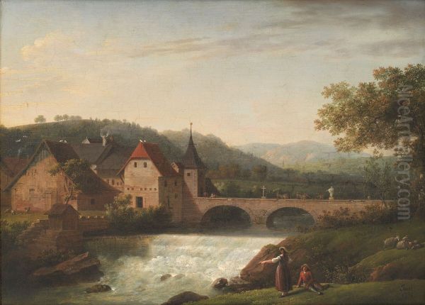 The Bridge and the Waterfall at Dornach, Switzerland - view 1