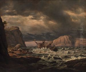 A Shipwreck on the Coast of Norway by Johan Wilhelm Ludwig Dahl
