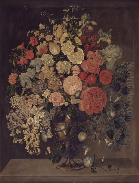 En stor vase med blomster - view 1