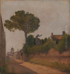 En gade i Rom. Vicolo Sterrato by Constantin Hansen