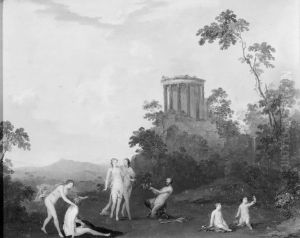 Nymphs and Satyr in front of a Temple by Roelant Savery